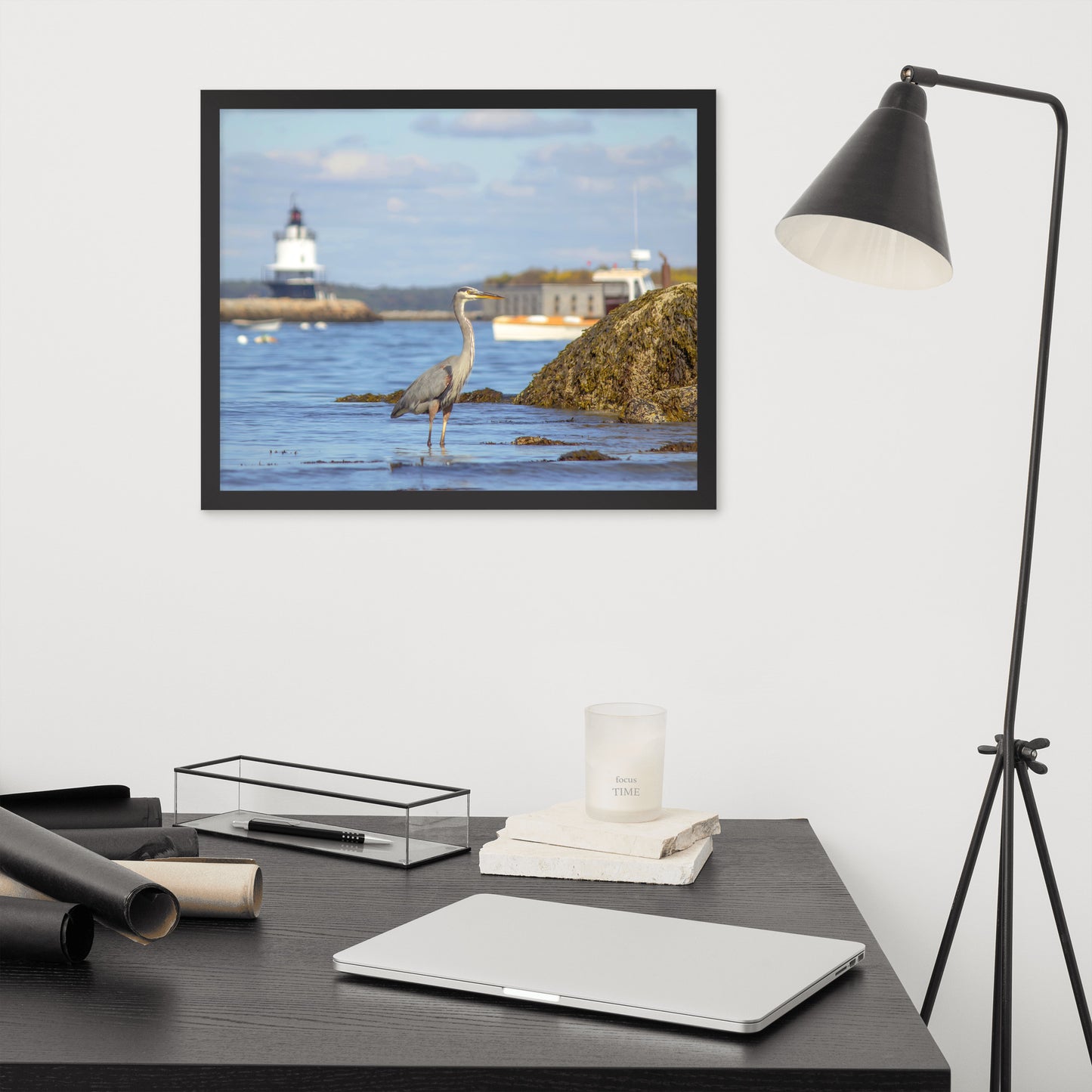 Great Blue Heron at Spring Point Light Photo Print