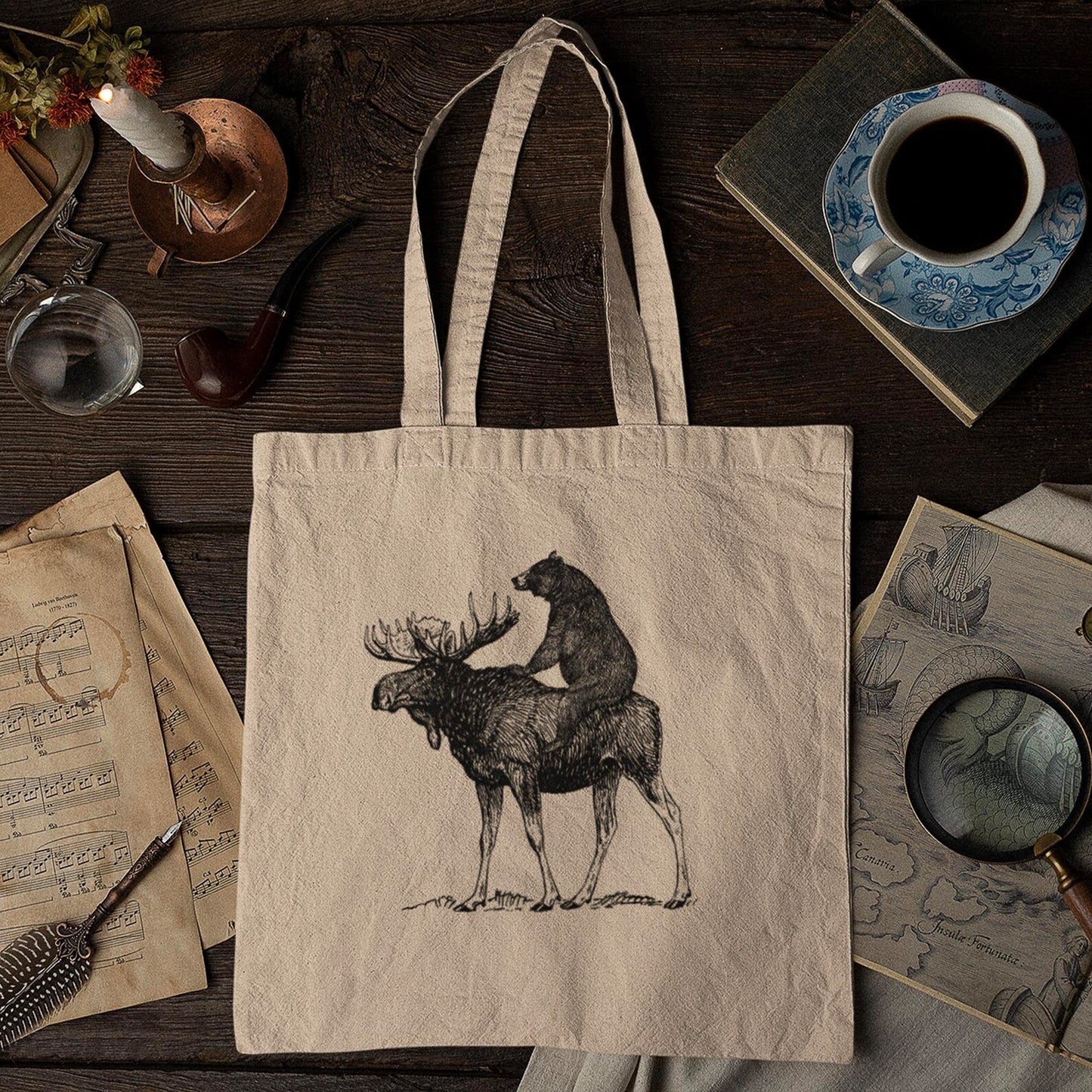 Mooseback Bear Tote Bag