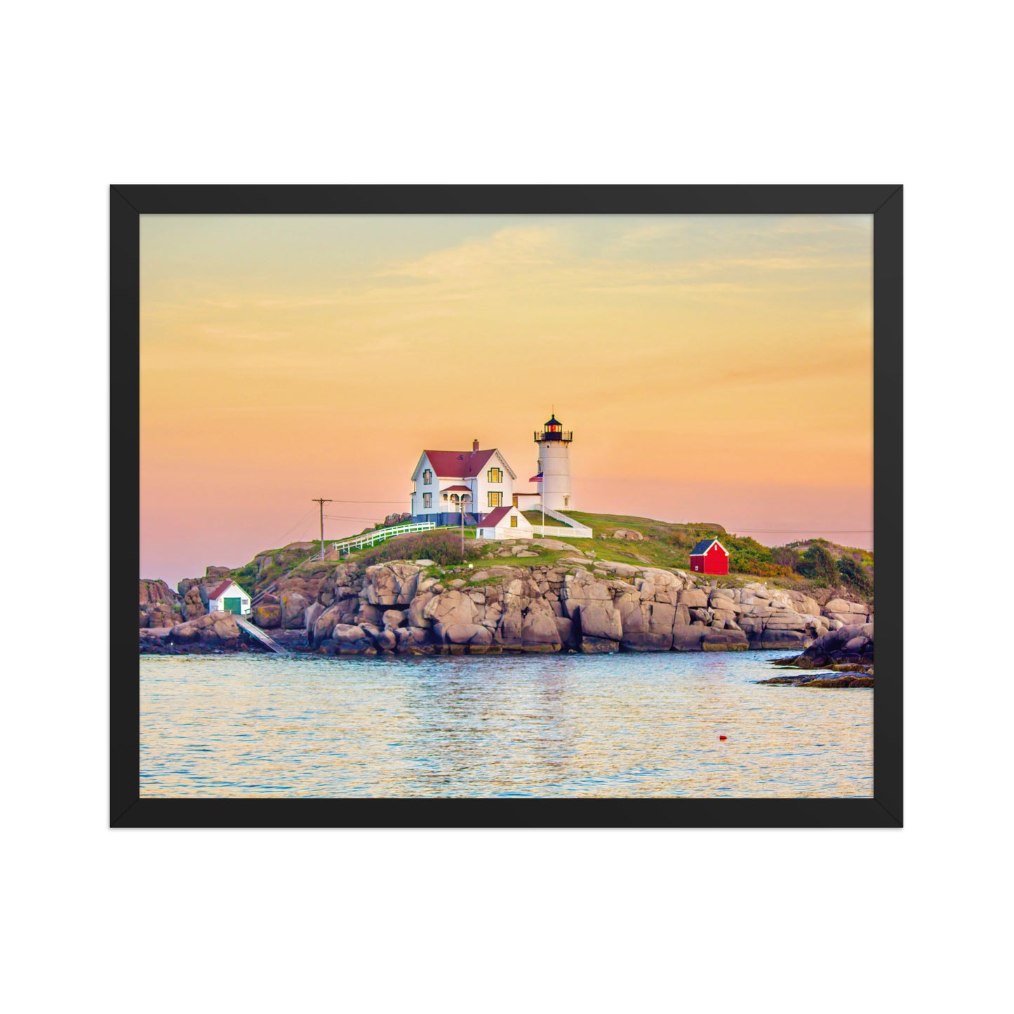 Nubble Light Sunset at York Beach Photo Print